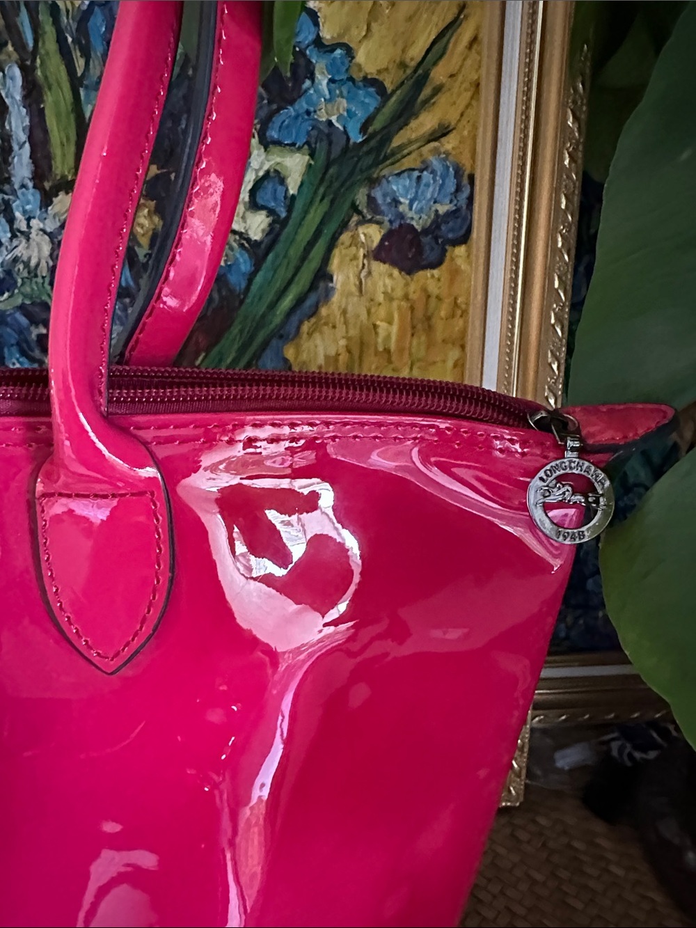 Longchamp Le Pliage Patent Tote Bag in Bright Pink - Picture 3 of 7